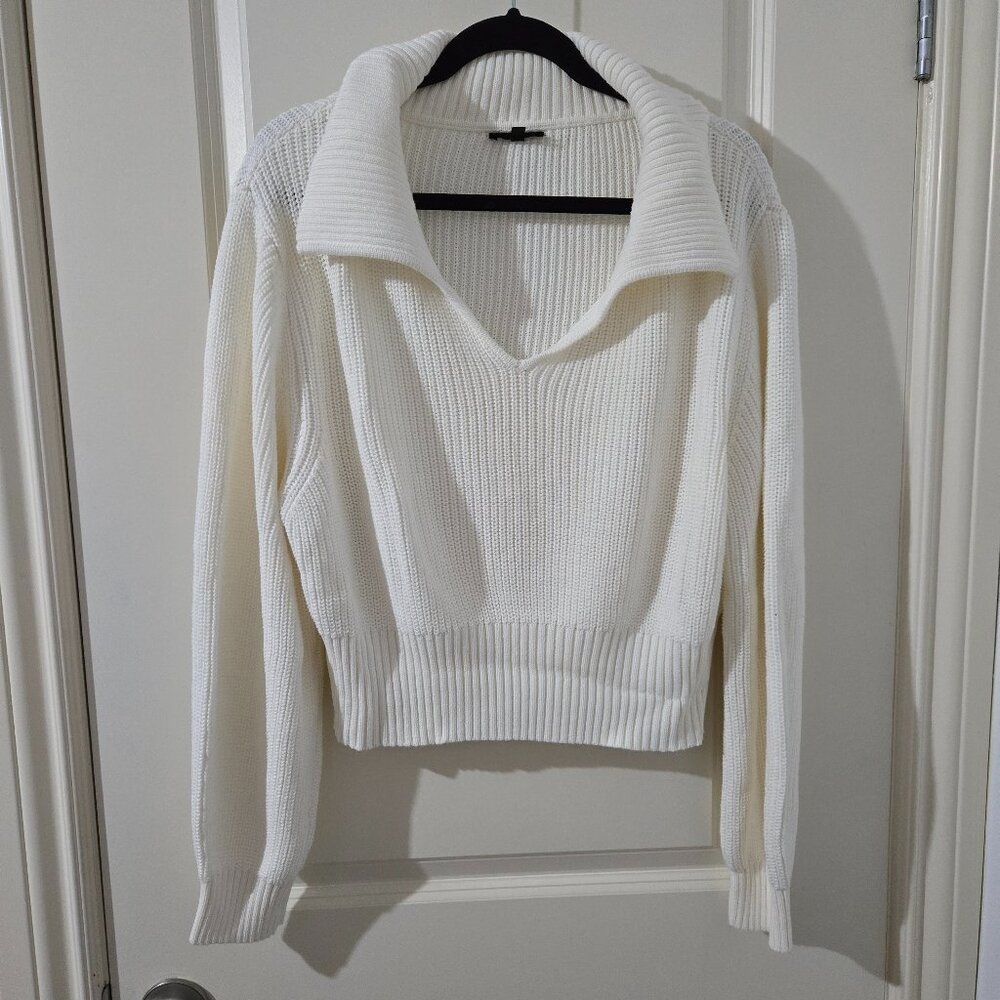 White Dynamite Knit Collared Sweater